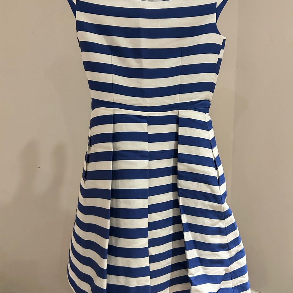 Kate Spade Blue and White Striped Asymmetrical Dress